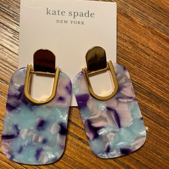 Kate Spade Geo Rectangular Lilac Drop Earrings - Picture 6 of 8